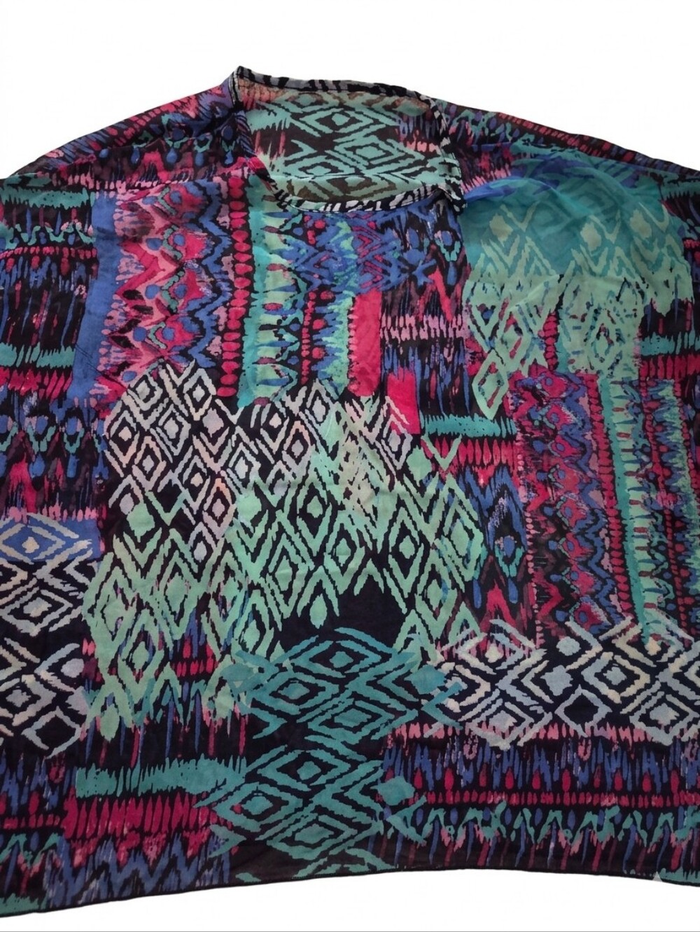 Colorful baggy short sleeve sheer top, OS. EUC. - Picture 2 of 3